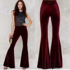 Cuz You've Got The Groove Thang Goin' On! Show 'Em Up In These Sassy Velvet Bell Bottoms That Are Comfy Af With An Elastic Waist. Extreme Bells Have A Wide Bottom For That Extra Flare And Drama! New With Tags 90% Polyester 10% Spandex Made In Us Of Imported Fabric Chic Stretch Burgundy Pants, Fitted Burgundy Pants For Fall, Chic Stretch Burgundy Bottoms, Burgundy Stretch Bottoms, Fitted High-waisted Burgundy Pants, Burgundy Stretch Pants For Night Out, Fitted Wide Leg Burgundy Pants, Burgundy Fitted Wide Leg Pants, Non-stretch High Waist Burgundy Pants