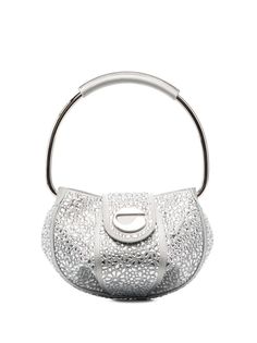 Ring crystal-embellished mini bag from COPERNI featuring silver-tone, single metallic top handle, crystal embellishment, logo plaque and main compartment. Coperni Bag, Dr Closet, Embellished Bags, Ring Crystal, Bag Silver, Fancy Bags, Bag Cover, Iconic Bags, Demi Fine Jewelry