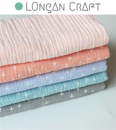 four different colored fabrics stacked on top of each other with text overlay that says, longan craft