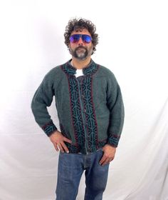 "Warm sweater Great vintage shape Not lined, buttons in the front 100% kettle-dyed wool Made in Nepal Lost Horizons No size seen Lying flat... 19\" Armpit to end of sleeve  26\" armpit to armpit 27\" top to bottom" Casual Wool Cardigan With Fair Isle Pattern, Lost Horizon, Warm Sweater, Warm Sweaters, Sweater Making, Wool Sweater, Wool Sweaters, Nepal, Hand Knitting