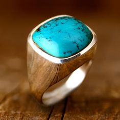 Mens Turquoise Rings Silver, Men Turquoise Ring, Turquoise Mens Ring, Turquoise Rings For Men, Square Stone Ring, Mens Turquoise Rings, Signet Ring For Men, Silver Mens Ring, Silver Jewlery