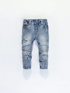 Personalized, Fashionable, Versatile, Cool And Trendy Ripped Jeans For Baby Boy Medium Wash    Denim Plain Bottoms Medium Stretch  Baby Boys Clothing, size features are:Bust: ,Length: ,Sleeve Length: Trendy Ripped Jeans, Boys Denim, Boys Clothing, Washed Jeans, Personalised Kids, Ripped Jeans, Baby Boy Outfits, Denim Jeans