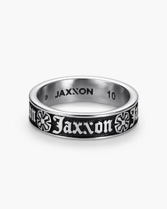 The spirit of JAXXON can be seen and felt with our men’s 6mm Heritage JAXXON Ring. This men’s ring includes our newly designed X Crest and Gothic lettering to show off the classic aesthetic of the brand. This Heritage Collection Ring is made with premium quality 316L stainless steel that has gone through an antiquing process to create an accessory you’ll keep as a treasured heirloom for years to come. Gothic Lettering, S Ring, Classic Aesthetic, Solid Gold Chains, Silver Shop, Heritage Collection, Size 10 Rings, Men's Rings, Pendant Bracelet