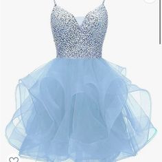 ** Please Note The One For Sale Is The First Pic. It Is Sky Blue ** Brand New Never Worn ! V Neck Handmade Sequins Adjustable Drawstring Closure Teen Homecoming Dresses, Short Prom Dresses For Teens, Sweet 16 Dresses Short, Mitzvah Dresses, Snow Lotus, Bat Mitzvah Dresses, Homecoming Dresses For Teens, Cute Homecoming Dresses, Tulle Homecoming Dress