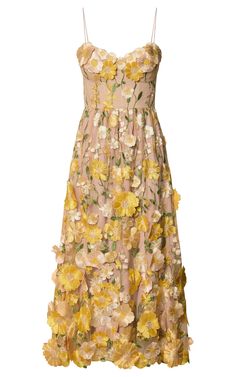 Amalie The Label - Mia Strappy Flower Detail Midi Dress in Yellow | Showpo USA Silhouette Embroidery, Basic Black Dress, A Ray Of Sunshine, Bachelorette Dress, Spring Maxi Dress, Neon Outfits, Navy Bridesmaid Dresses, Spring Capsule Wardrobe, Strapless Neckline