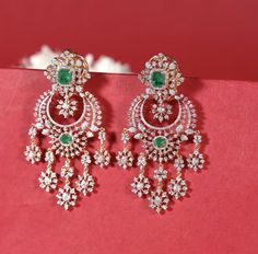 Diamond Chandbali Earrings Indian, Diamond Earrings Hanging, Diamond Chandbali Earrings, Diamond Buttalu, Diamond Ear Rings, Modern Diamond Jewelry, Diamond Earrings Indian, Beaded Wedding Jewelry, Diamond Jhumkas