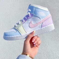 Nike Custom Air Jordan 1 Mid Sneakers Hand Painted With Leather Paint And Coated Waterproof New With Box Options To Buy Are Already Converted In Women’s Sizes !!! Size 4y- Women’s 5.5 Size 4.5y- Women�’s 6 Size 5y- Women’s 6.5 Size 5.5y- Women’s 7 Size 6y- Women’s 7.5 Size 6.5y- Women’s 8 Size 7y- Women’s 8.5 Custom Air Jordan 1, Nike Shoes Women Fashion, Nike Custom, Custom Sneakers Diy, Diy Sneakers, Mid Sneakers, Preppy Shoes, Pretty Shoes Sneakers, Diy Clothes And Shoes