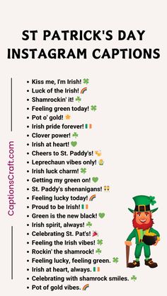 the st patrick's day instagram caption