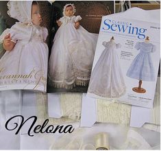 the sewing pattern is for a doll dress and bonnet