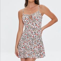 Floral Print Cami Mini Dress. Nwt Never Worn Trendy White Floral Print Sundress, Trendy White Mini Sundress, Forever 21 Summer Floral Mini Dress, Forever 21 Floral Print Beach Mini Dress, Forever 21 Floral Print Mini Dress, Forever 21 Floral Print Mini Dress For Brunch, Trendy White Mini Dress With Floral Print, Forever 21 Floral Print Mini Dress For Day Out, Forever 21 Floral Mini Dress For Day Out