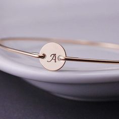 Initial , cute bridesmaid gift on Etsy Initial Bangle Bracelet, Cute Bridesmaids Gifts, Present Mom, Initial Bracelet Gold, Push Present, Star Bangle, Engagement Bride, Stamped Bracelet, Star Bracelet