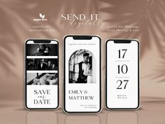 three iphones displaying the same photo and date on them, with text that reads send it