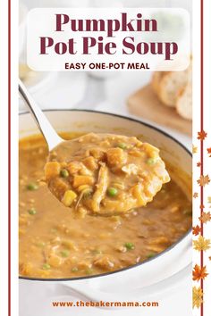 a spoon full of pumpkin pot pie soup