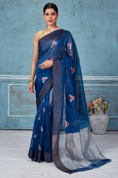 Shop blue Pattu silk sari online in USA with floral zari motifs. Look your best on festive occasions in latest designer saris, pure silk saris, Kanchipuram silk sarees, handwoven sarees, tussar silk sarees, embroidered sarees from Pure Elegance Indian fashion store in USA.-full view Semi-stitched Blue Saree With Printed Border, Blue Saree With Printed Border, Blue Semi-stitched Saree With Printed Border, Blue Unstitched Saree With Printed Border, Pattu Silk Saree, Blue Bollywood Tussar Silk Pre-draped Saree, Tussar Silk Sarees, Silk Sari, Tussar Silk Saree