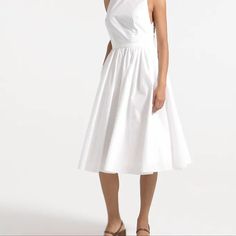 J.Crew High Neck Cotton Poplin Sleeveless Midi Dress White Sizes 4, 6, 8, 10 Available Nwt. The Dress Has Side Pockets. Measurements Provided Here Are Size 8 Laid Flat. Classic Sleeveless Midi Dress For Summer, Classic Sleeveless Midi Dress For Spring, Sleeveless Fit And Flare Midi Dress For Daywear, Classic White Sleeveless Dress, Fit And Flare Sleeveless Midi Dress For Daywear, White A-line Sleeveless Dress For Casual Wear, Classic White Sleeveless Summer Dress, Sleeveless Fit And Flare Dresses For Daywear, Classic White A-line Sleeveless Dress