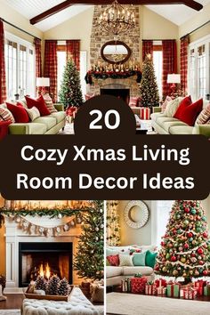 Modern Farmhouse Living Room Christmas, Family Room Holiday Decorating, Christmas Interior Aesthetic, Christmas Lounge Ideas, Christmas Farmhouse Living Room, Christmas Sectional Decor, Christmas Small Living Room Decor, Living Room Decorated For Christmas, Living Room Wall Christmas Decor Ideas