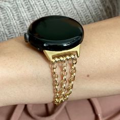 Luxury Google Pixel 2 Watch Bracelet Gold Chain Women Jewelry Band! Tarnish-Free 14K Gold-Filled Pixel Watch Strap Hypoallergenic Watchband!  Please Watch The Video How Easy Is To Put The Bracelet On Your Wrist By Yourself Here  https://www.etsy.com/listing/1279637170/ P R O D U C T ∙ D E S C R I P T I O N ∙ 14K Gold Filled Rolo Chain Bracelet For Google Pixel Watch 2! ∙ Adjustable Size Bracelet Perfectly Tailored for Your Wrist! ∙ Designed And Handmade by Simeon D Jewelry Studio! ∙ Please Measu Adjustable Gold Round Watch Bands, Adjustable Round Gold Watch Bands, Gold Metal Chain Link Watch Bands, Elegant Gold Chain Link Watch Band, Gold Jubilee Bracelet Watch Band As Gift, Adjustable Gold Chain Watch Bands, Gold Chain Link Bracelet Strap Watch Bands, Gold Chain Watch Bands Gift, Gold Chain Watch Bands As Gift