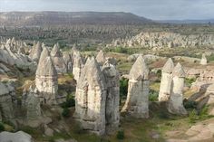 an aerial view of the rock formations in cappads