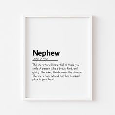 a black and white print with the words nephnew on it