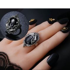 Cabochon Bat Ring Adjustable Don’t Forget To Bundle And Save On Your Order And Shipping! New In Original Packaging Imported Size:Adjustable Material: Alloy Metal And Enamel Black Metal Punk Rings, Black Punk Metal Rings, Punk Style Black Metal Rings, Silver Punk Style Metal Ring, Adjustable Black Alloy Ring, Black Stainless Steel Rings For Halloween, Edgy Silver Metal Rings, Halloween Black Stainless Steel Ring, Silver Punk Jewelry With Metal Ring