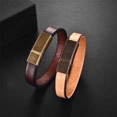 Leather Bracelet- New Men Jewelry Brown Leather Bracelet for Men Stainless Steel Magnetic Clasp Fashion 18.5/20.5/22.5cm Bangles Gift Model Number:2255800024185195 Material:Genuine leather Magnetic buckle: Stainless Steel material Length:18.5cm/7.28inch;20.5cm/8.07inch；22.5cm/8.86inch Color: Yellow/Brown Best new year gift for him Brown Leather Rectangular Bracelet, Modern Gold Bracelet With Wrist Strap, Gold Bracelet With Leather Strap And Rectangular Shape, Classic Rectangular Leather Bracelet, Classic Rectangular Leather Bracelets, Brown Rectangular Leather Strap Bracelet, Rectangular Leather Bracelets, Leather Bracelet For Men, Brown Leather Bracelet