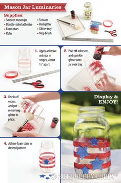 the instructions for making an american flag jar