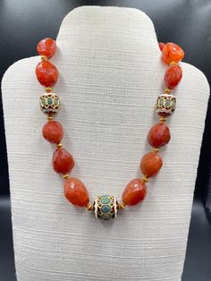 Beautiful Faceted Carnelian Gold Plated And Emerald Stone Beaded Necklace. Necklace Length 20 Inches. Shipping Payment Feedback & Return Policy 1 : We ship Monday to Friday Via Airmail Register Insured  With Tracking # takes 2 to 4 Weeks to Destination. 2 : Contact us if you did not receive your item after 4 weeks. 3 : We Accept Payment From Most of the Mainstream Payment Methods. 4 : In Any Inconvenience Case we do Accept Return and full Refund. 5 : We Ship worldwide via Airmail Registered with New Necklace Designs, Handmade Ceramic Jewelry, Faceted Bead Necklace, After 4, Stone Beaded Necklace, Chunky Jewelry, Coral Jewelry, Necklace Necklace, Fancy Jewelry