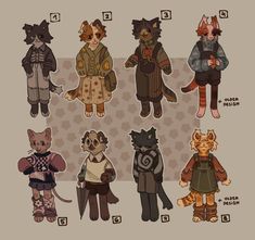 an image of cats in different outfits