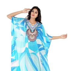 "Beach kaftan dress for woman beaded/beach wear/one piece jeweled full length kaftan/ long kaftans/luxury resort wear dressy caftan plus Beautiful hand embroider kaftans made with Rich quality of fabric & hand crafted by Skilled craftsmen. Fabric :- 100% Silk One size. Fits size small to 6XL. Regular kaftan length is 60\" ( 153 cm ). (shorter kaftan length is possible Please let us know via email or put buyer note after purchase) Quality: Excellent (Best Quality On Our Stock) Absolutely Perf Embellished V-neck Maxi Dress For Beach, Embellished Long Kaftan For Summer, V-neck Thobe For Eid Vacation, Blue Tunic Kaftan For The Beach, Blue Beach Tunic Kaftan, Embellished Tunic Kaftan For Vacation, Beach Tunic For Eid, Beach Tunic For Eid In Maxi Length, Long Tunic For Beach Eid