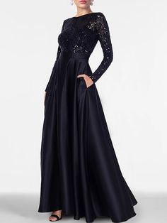 Black Gown With Sleeves, Mog Dresses, Gown Elegant, Elegant Black Dress, Fall Wedding Guest, Evening Dresses Online, Plus Size Formal, Dresses Formal Elegant, Evening Gowns Elegant