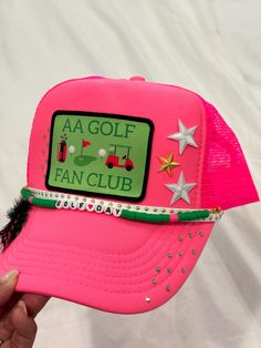 Custom, one of a kind trucker hat. The options are endless and no two are alike. Any sport, color, team, event or anything you can think of. I would love to make you a one of a kind hat for anything. Let's work together and create your masterpiece. Pink Sports Event Hat, Pink Hat For Sports Events, One Size, Pink Hat For Sports Events, One Size Fits Most, Pink Trucker Hat For Sports Events, Pink Adjustable Trucker Hat For Sports Events, Adjustable Pink Trucker Hat For Sports Events, Fun Sports Snapback Trucker Hat, Fun Snapback Trucker Hat For Sports, Fun Trucker Hat For Sports