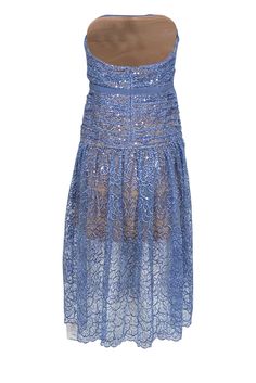 Floaty and feminine, Self-Portrait's dreamy strapless dress is perfect for social season. Gorgeous periwinkle-blue floral embroidery lends a romantic feel, while the rhinestone-embellished belt and shimmering sequins add a touch of glam. Complete your enchanting ensemble with a sparkling heel and drop earrings. Size 6 Self 100% Polyester Lining 86% Polyester, 14% Elastane Partially lined Hidden back zipper Embroidered sequin mesh Strapless neckline Internal boned bodice Grosgrain waistband w/ lo Embellished Belt, Boned Bodice, Strapless Neckline, Strapless Midi Dress, Periwinkle Blue, Size 6 Dress, A Romantic, Self Portrait, Floral Embroidery