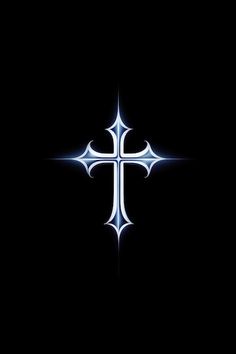 a white cross on a black background with the light coming from it's center