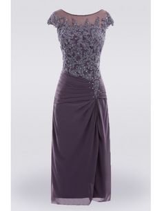 Purple Knee Length Lace Mother Of The Bride Dress With Sleeves Custom Size Wrap Dresses, Mother Of The Bride Outfit