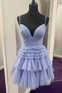 Premier Dress, Tulle Material, Winter Formal Dresses, Periwinkle Color, Junior Prom Dresses, Tiered Ruffle Skirt, Homecoming Dresses Black, Short Homecoming Dress, A Line Prom Dresses