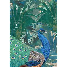 Peacock in the tropical jungle Poster Print - Sarah Manovski-VARPDX2494580 Image 1 Living Room Decor For Men, Room Decor For Men, Jungle Poster, Above Bed Wall Decor, Green Tapestry, Animals Aesthetic, Tapestry For Bedroom, Room Tapestry, Large Tapestries