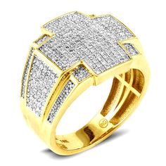 10k Yellow Gold Diamond Mens Ring Carat:-1.15ctw   Product Description  This is beautiful 10k Yellow Gold  Diamond Cut Mens Ring is a classic Ring that is loved by everyone. These Rings are the perfect choice. The best option if you are looking for something that you can wear any time of the day and night. Ring might be smaller as the picture has been taken closely to enhance clarity  It is 100% Authentic 14k Gold, and is stamped 14k for metal purity and Authenticity as seen in the picture, so avail of the offer right away. We have been selling genuine stuff for 10 years on ebay buy with confidence and experience our great customer service. "Unbelievable Price, Great Quality" Shipping   :- 3-5 Business Days in Most of U.S   International Customers Please Note: Delivery time varies from Cou Gents Diamond Ring, Diamond Mens Ring, Gents Ring, Mens Crosses, Cross Ring, Mens Ring, Men's Ring, Classic Ring, Fine Jewellery Necklace