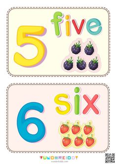 the number five and six with fruits on it