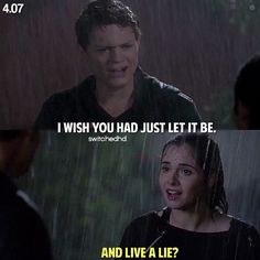 the twilight saga movie quote with an image of a man and woman in the rain