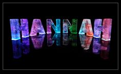 the word hannah spelled with glowing letters