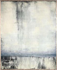 an abstract painting with grey and white colors