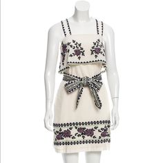 This Boho-Chic Suno Mini Dress Is Perfect For Summer Days Or Nights. Featuring Delicate Cross-Stitch Embroidery, A Flirty Overlay Bodice, And Crossover Shoulder Straps. On-Seam Pockets. Exposed Back Zip With An Attached Embroidered Tie Belt. Lined. Fabric: Voile. 100% Cotton. Length Is 35.5 Inches. Retails For $550, And Currently Sold Out Of Stores. Brand New With Original Tags Attached. Boho Cross, Geometric Embroidery, Lace Embroidery, Embroidered Dress, Boho Chic, Colorful Dresses, Cross Stitch, Summer Dresses, Mini Dress