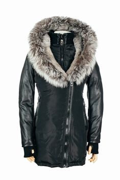 Leather Sleeves, Silver Fox, Down Parka, Leather Sleeve, Winter Weather, Rabbit Fur, Fox Fur, Women's Coat, Cold Winter