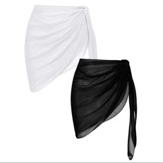 2 Pieces Women Beach Sarongs Sheer Cover Ups Bikini Wrap Skirt. One Black And One White. Perfect For Just About Any Suit. Flowy And A Little Sexy! New With Tags Short Wrap Skirt, Sheer Cover Up, Sarong Wrap, Beach Sarong, Beach Wrap, Bathing Suit Covers, Red Swimsuit, Beach Skirt, Bathing Suit Cover Up