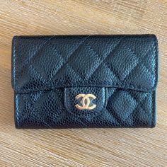 Brand New Chanel Interlocking Cc Logo Wallet. Black Caviar Leather Featuring Champagne Gold Hardware. Purchased By My Mom As A Gift In Paris Boutiques. Comes In Original Packaging. Chanel Wallet Aesthetic, Luxury Rectangular Coin Purse For Travel, Luxury Black Card Holder With Coin Pocket, Luxury Black Wallets For Daily Use, Elegant Bifold Coin Purse For Professional Use, Elegant Bifold Coin Purse For Business, Elegant Black Card Holder For Daily Use, Classic Black Clutch With Card Slots, Luxury Coin Purse For Daily Use