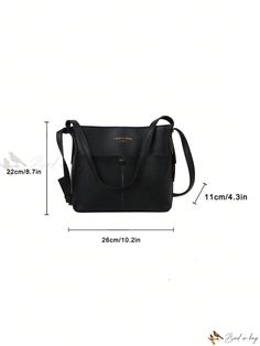 Bird in Bag - Versatile 1-Piece Black PU Leather Womens Shoulder Bag with Multiple Pockets and Compartments - Perfect for Daily Commuting and Dating, Can be Fashionably Carried as a Crossbody Bag Portable Black Shoulder Bag For Office, Office Portable Black Shoulder Bag, Office Black Portable Shoulder Bag, Portable Faux Leather Bag For Everyday Use, Black Bucket Bag For School With Mobile Phone Pocket, Black Bucket Bag For School With Phone Pocket, Portable Faux Leather Shoulder Bag For Daily Use, Faux Leather Shoulder Bag For Everyday Use, Mobile Phone Bag For School