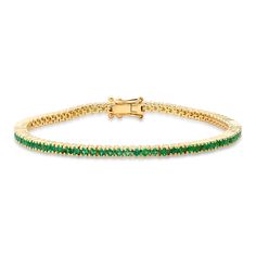 14K Yellow Gold Emerald Classic Tennis Bracelet Emerald Bracelets, Emerald Tennis Bracelet, Forever Bracelet, Bracelet Emerald, Emerald Bracelet, Gold Ear Cuff, Ear Cuff Earings, May Birthstone, Bracelet Gemstone