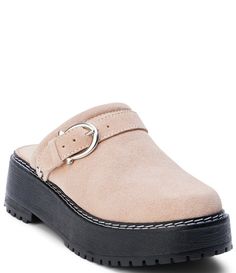 Chic Slip-on Platform Mules, Casual Slip-on Mules With Chunky Platform, Leather Platform Slip-on Mules, Spring Chunky Platform Slip-on Mules, Suede Platform Slip-on Mules, Clog Mules, Platform Mules, Platform Flats, Platform Clogs