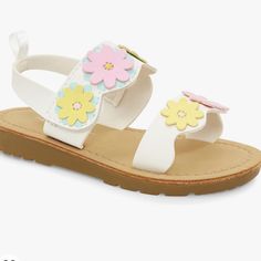 Carter's Girl's Jojo Sandal-Nwt!!! Playful Sandals For Spring Vacation, Playful Spring Vacation Sandals, Playful Spring Sandals, Playful Flat Sandals For Spring, Fun White Sandals For Summer, Playful White Non-slip Sandals, Fun Yellow Non-slip Sandals, Playful Non-slip White Sandals, Playful White Flat Sandals