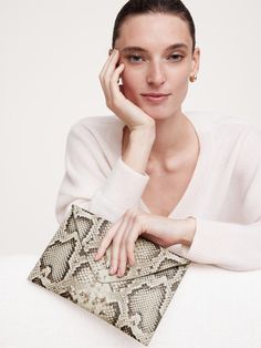 Snake-Print Italian Leather Envelope Pouch | Banana Republic Elegant Clutch For Everyday Use In Fall, Elegant Fall Clutch For Everyday Use, Elegant Rectangular Clutch For Fall, Elegant Everyday Clutch For Fall, Elegant Fall Clutch, Elegant Rectangular Fall Clutch, Elegant Fall Rectangular Clutch, Chic Envelope Clutch For Daily Use, Envelope Clutch For Daily Use